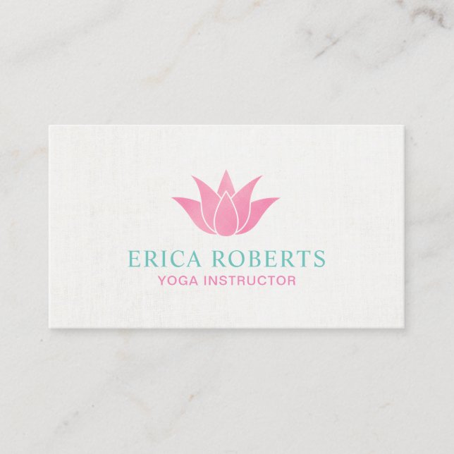 Elegant Lotus Logo Spa Salon Yoga Instructor Business Card (Front)