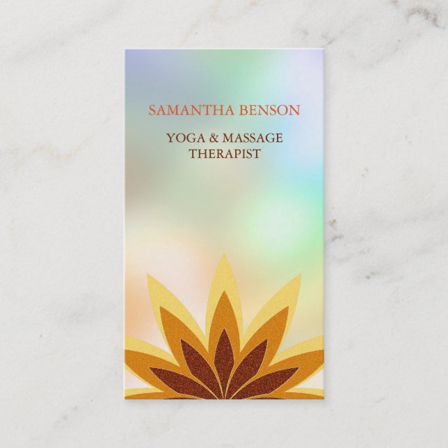 Elegant Lotus Logo Yoga Healing Health Meditation Business Card (Front)
