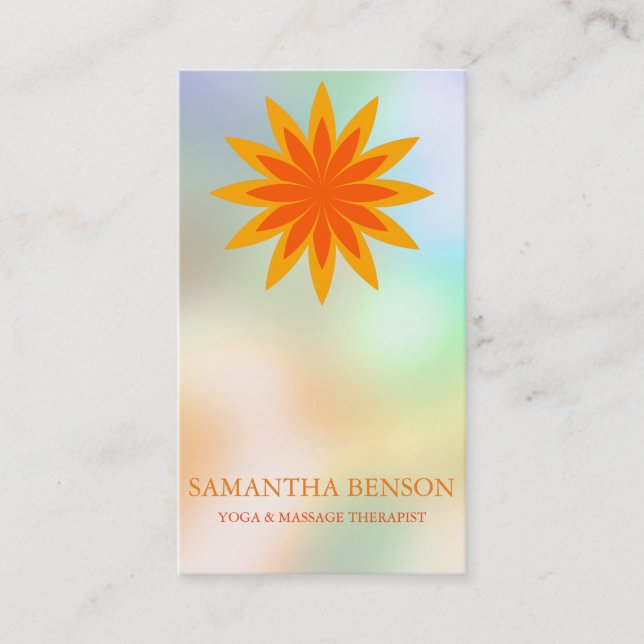 Elegant Lotus Logo Yoga Healing Health Meditation Business Card (Front)