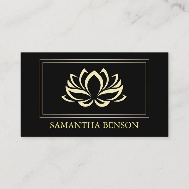 Elegant Lotus Logo Yoga Healing Health Meditation Business Card (Front)