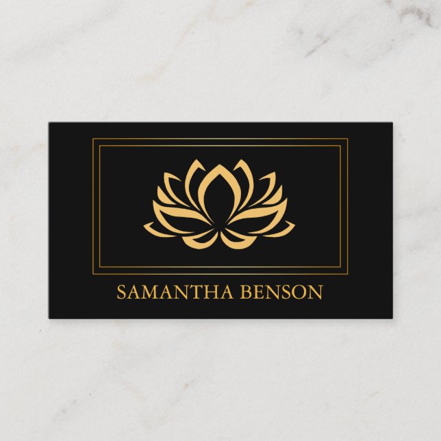 Elegant Lotus Logo Yoga Healing Health Meditation Business Card (Front)