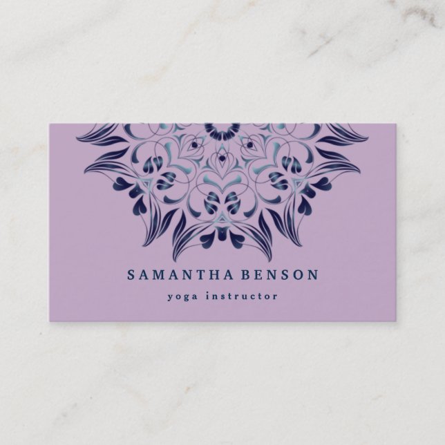 Elegant Lotus Logo Yoga Meditation Wellness Business Card (Front)