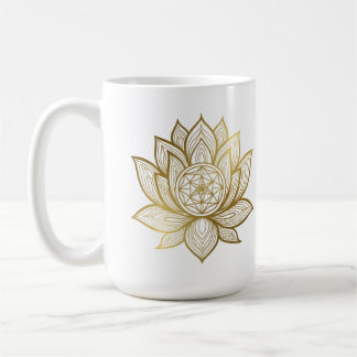Elegant Lotus Mandala - Gold Line Art Spiritual Coffee Mug