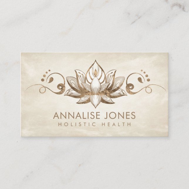 Elegant Lotus Ornament - Pastel gold  Business Card (Front)