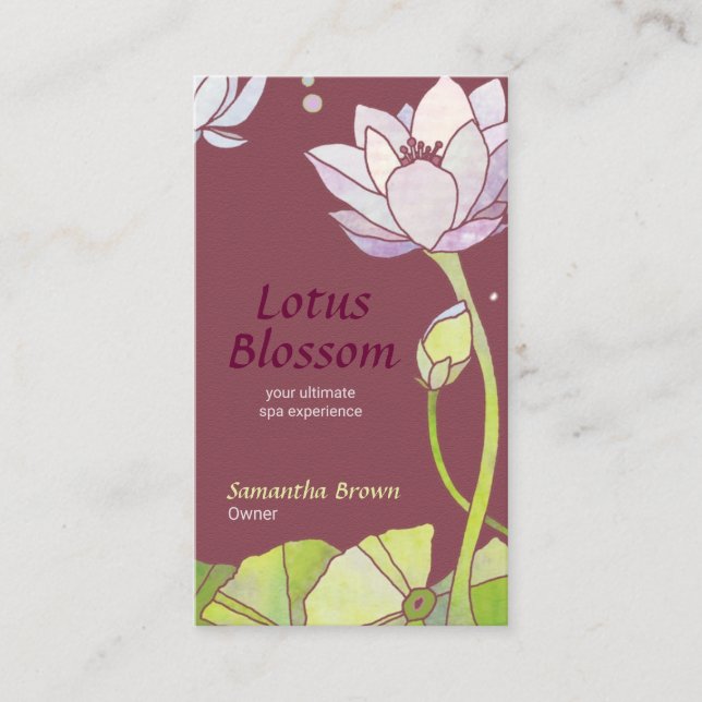 Elegant Lotus Spa Massage Business Card (Front)