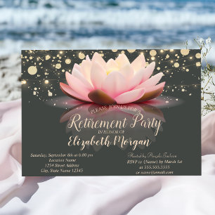 Elegant Lotus String Lights Dots Retirement Party Invitation