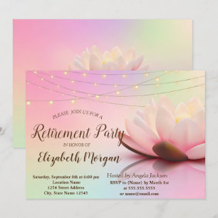 Elegant Lotus String Lights Retirement Party Invitation