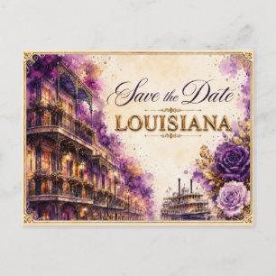 Elegant Louisiana Save the Date Wedding Invitation Postcard
