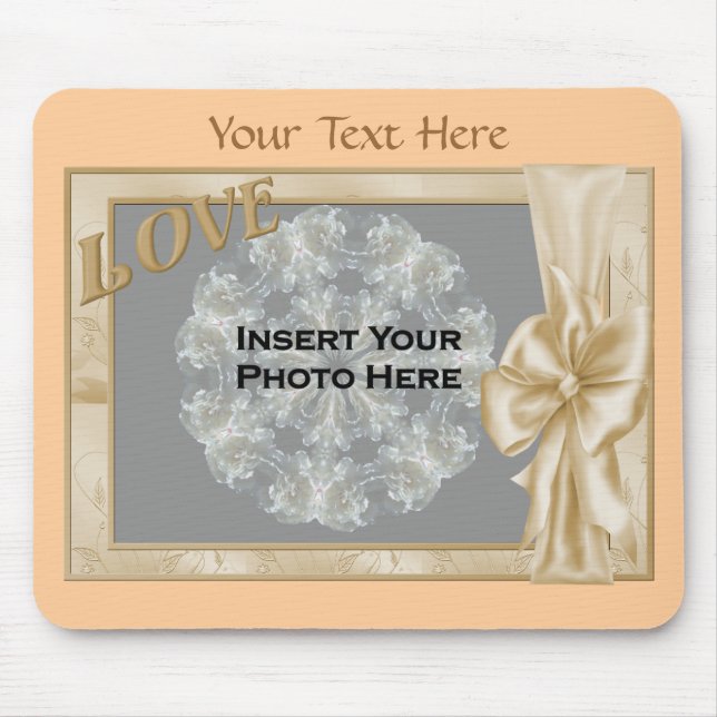 Elegant Love And Bow Design Photo Mouse Mat (Front)