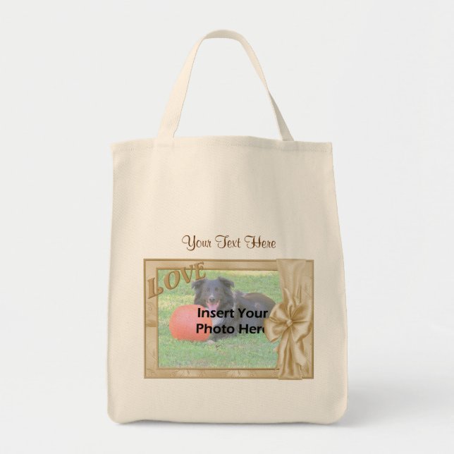 Elegant Love And Bow Design Photo Tote Bag (Front)