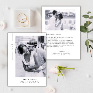Elegant Love and Thanks 2 Photo Wedding Thank You Card