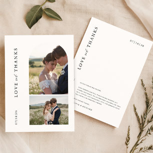 Elegant Love and Thanks Modern Arch Wedding Thank You Card