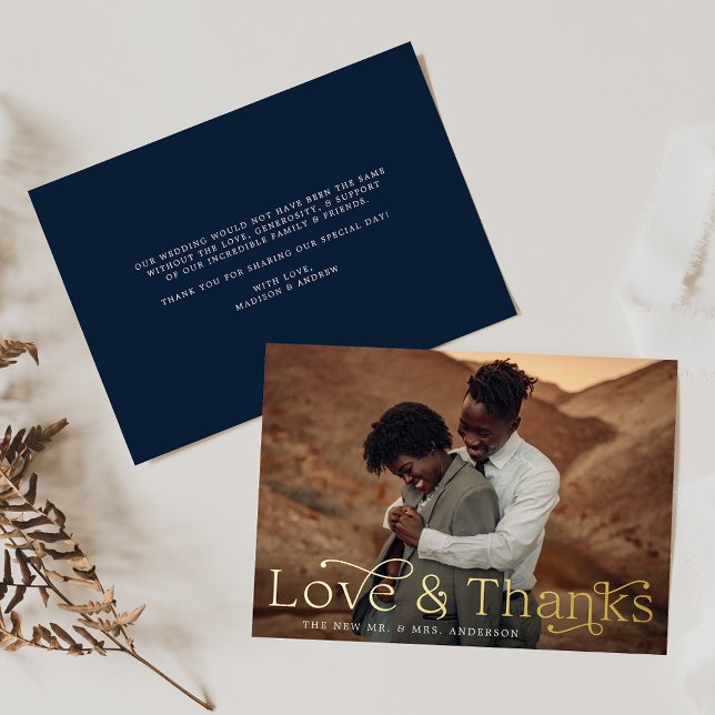 Elegant Love and Thanks Navy Photo Wedding (Creator Uploaded)
