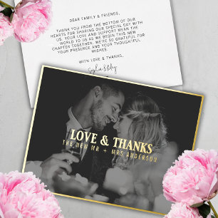 Elegant Love and Thanks Photo Thank You Wedding Foil Holiday Card