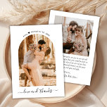 Elegant Love and Thanks Script Photo Arch Wedding  Thank You Card<br><div class="desc">Elegant Modern Minimalist Love and Thanks Script Arch 2 Photo Wedding Thank You Card. Stylish wedding thank you card template featuring one (arch shape) photo on the front and one photo on the back. With the text "Love and thanks" in a cursive hand lettered swash tail font calligraphy or typography...</div>