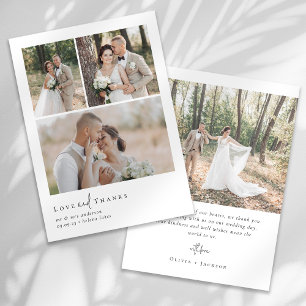Elegant Love and Thanks Script Photo Wedding Thank You Card