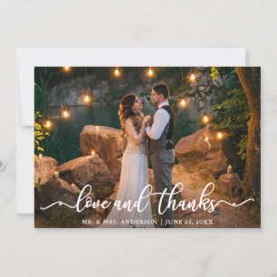Elegant Love and Thanks Script   Wedding Photo Thank You Card