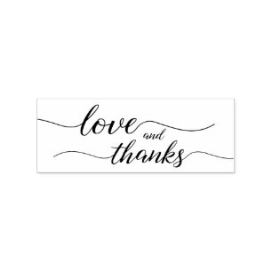 Elegant Love and Thanks Wedding Script Rubber Stamp