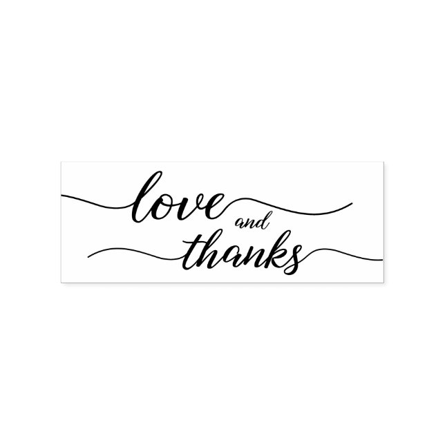 Elegant Love and Thanks Wedding Script Rubber Stamp (Imprint)