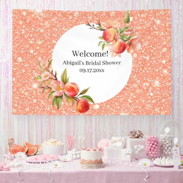 Elegant Love As Sweet As A Peach Bridal Shower Banner (Party)