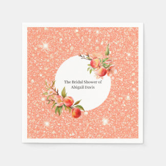 Elegant Love as Sweet as a Peach Bridal Shower  Napkin