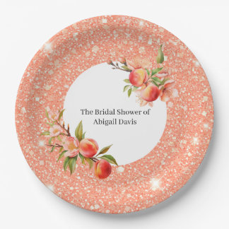 Elegant Love as Sweet as a Peach Bridal Shower  Paper Plate