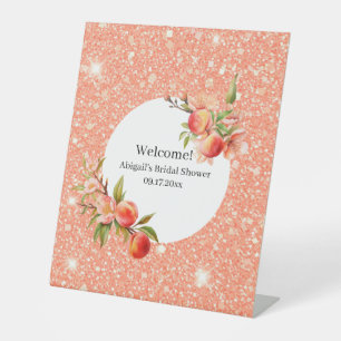 Elegant Love As Sweet As A Peach Bridal Shower Pedestal Sign