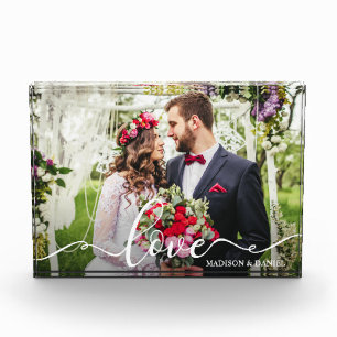 Elegant Love Bride Groom Wedding Photo Block