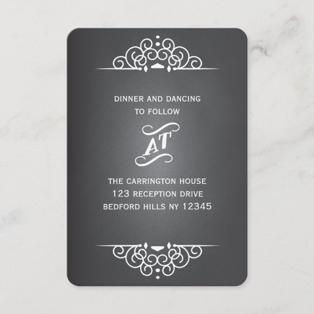 Elegant Love Chalkboard Wedding RSVP Response Card (Front)