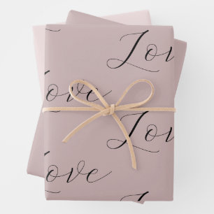 Elegant Love Cream Blush Beige Wedding Wrapping Paper Sheet