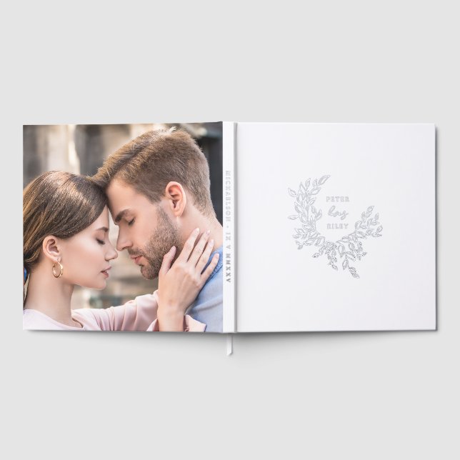 Elegant Love Crest Wreath Photo Wedding Guest Book (Full)
