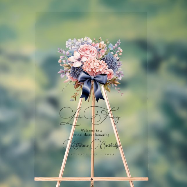 Elegant Love Fancy Floral Bridal Shower Acrylic Sign (Neutral)