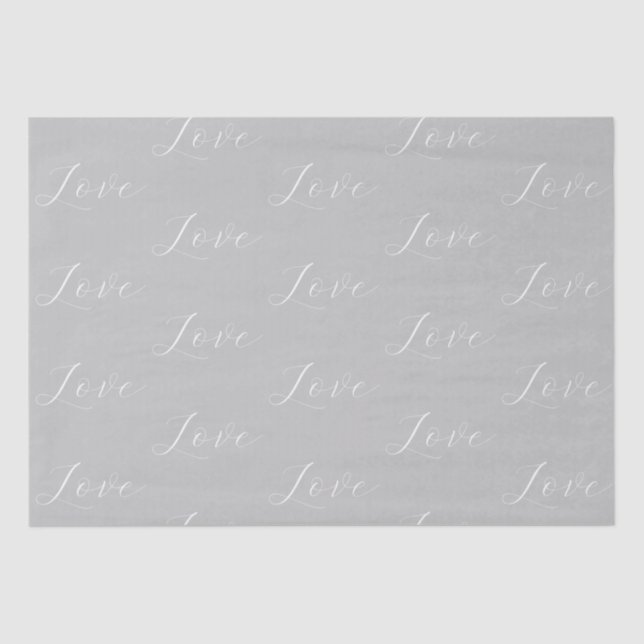 Elegant Love Grey White Wedding Tissue Paper (Front)