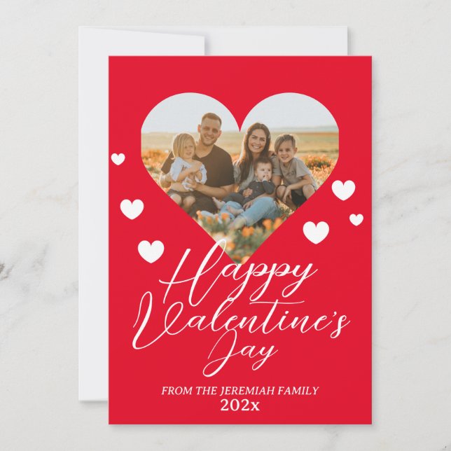 Elegant Love Happy Valentine's Day Family Photo Holiday Card (Front)