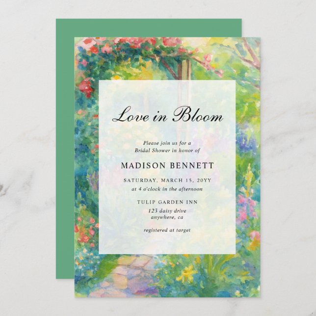 Elegant Love In Bloom Garden Bridal Shower Invitation (Front/Back)