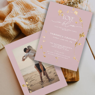 Elegant Love In Bloom Gold Floral Bridal Shower  Invitation