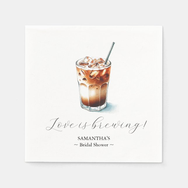 Elegant Love is Brewing Bridal Shower Napkin (Front)