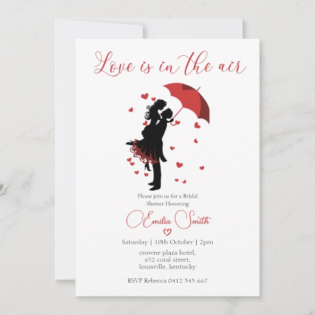 Elegant Love is in the air  bridal shower  Invitation (Front)