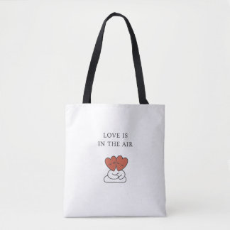 Elegant “Love is in the Air” Hugging Hearts Tote  Bag
