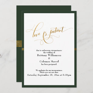 Elegant Love is Patient Green & Gold Stripe Card