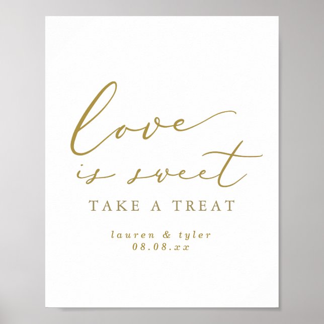Elegant Love is Sweet Gold Personalised Sign (Front)