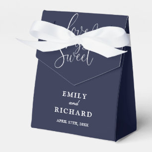 Elegant Love Is Sweet Navy Blue Wedding Favour Box
