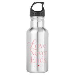 Elegant Love Never Ends Rose Gold Typography 532 Ml Water Bottle