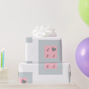 Elegant Love Pink and Grey Gift Wrapping Paper