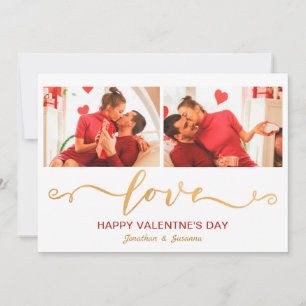 Elegant Love Script Happy Valentine's Day Photo Holiday Card