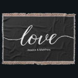 Elegant love script newlywed throw blanket<br><div class="desc">An elegant and modern script for the word "Love" can be found on this custom throw blanket. Personalise with the newlywed's names,  or the couple for as their house warming gift.</div>