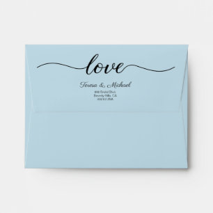 Elegant Love Script Return address Wedding Blue Envelope