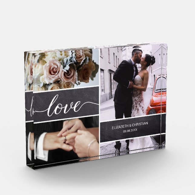Elegant Love Script Wedding photo collage (Left)