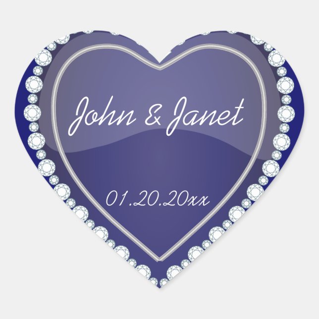 Elegant Love Shiny Navy Blue Heart Heart Sticker (Front)