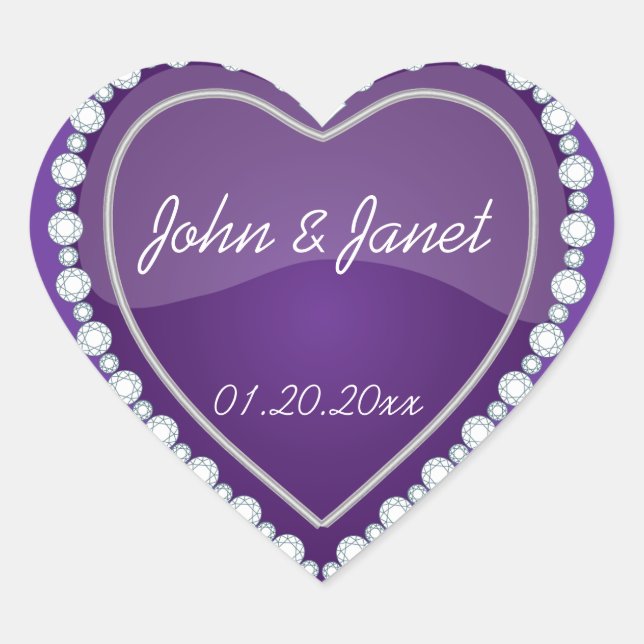 Elegant Love Shiny Purple Heart Sticker (Front)